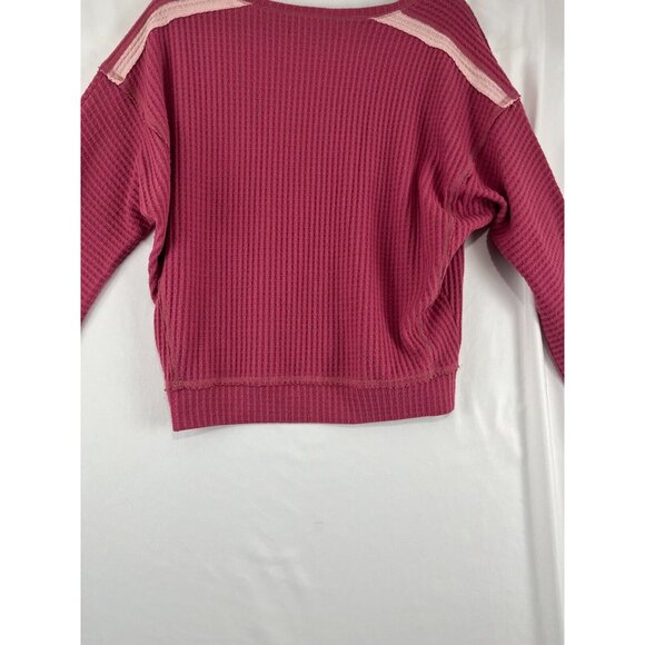 Abercrombie and Fitch Pink V-Neck Women's Cropped Waffle Top - Picture 10 of 14